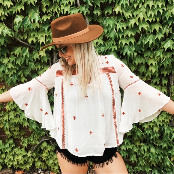 Anthropologie Tops - Anthropologie Bell Sleeve Blouse FLOREAT